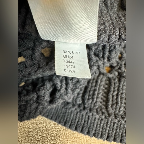 LOFT Women’s XS Black Open Stitch Knit Cardigan Button Front Sweater Crew Neck - Picture 7 of 12